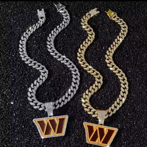 Washington commanders Football Iced Chain Necklace 20" Or 24" Gold Or Silver